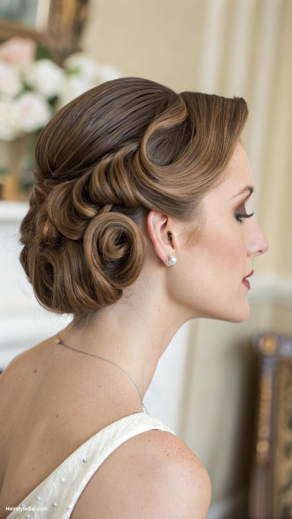 medium hair updos Vintage rolled hairstyle for charm