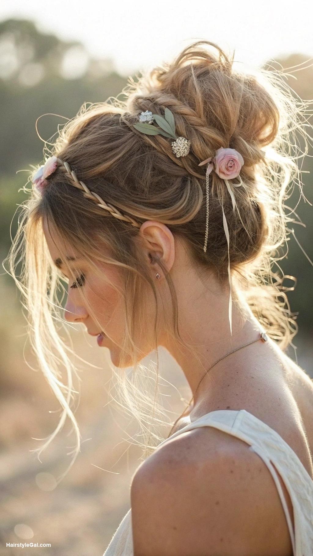 messy bun hair Boho chic messy bun