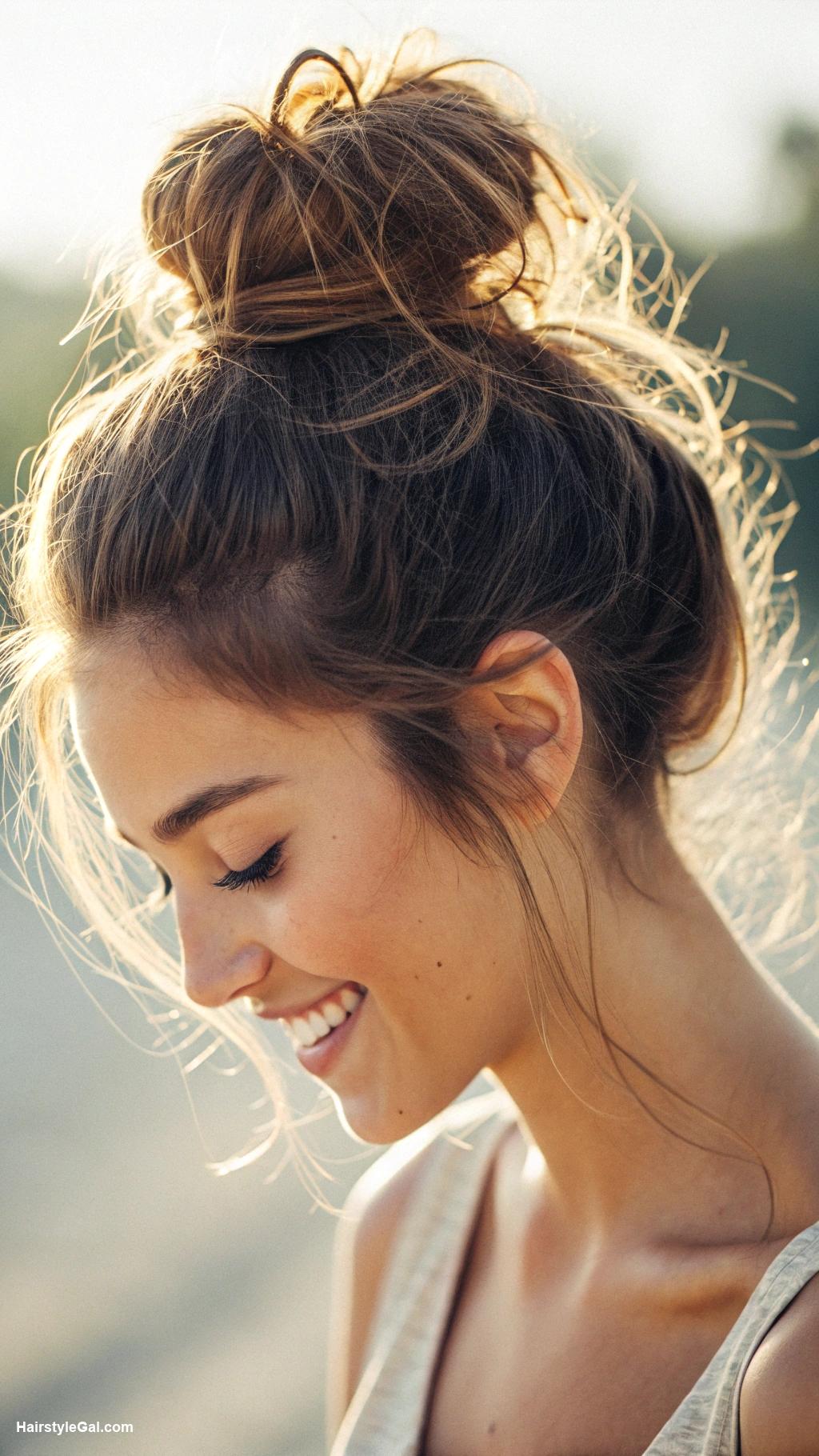 messy bun hair High voluminous messy bun