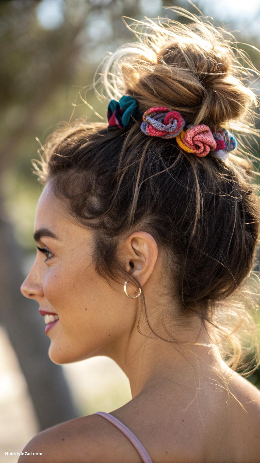 messy bun hair Messy bun with hair accessories