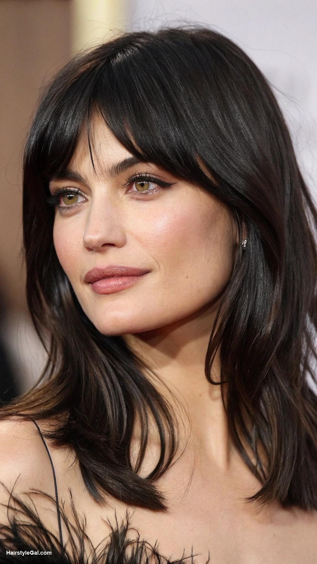 round face haircuts Curtain bangs with black hair