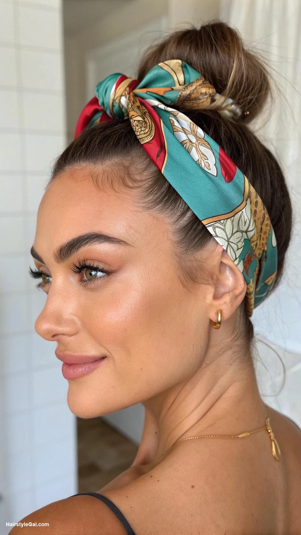 running hairstyles Chic bun with hair wrap