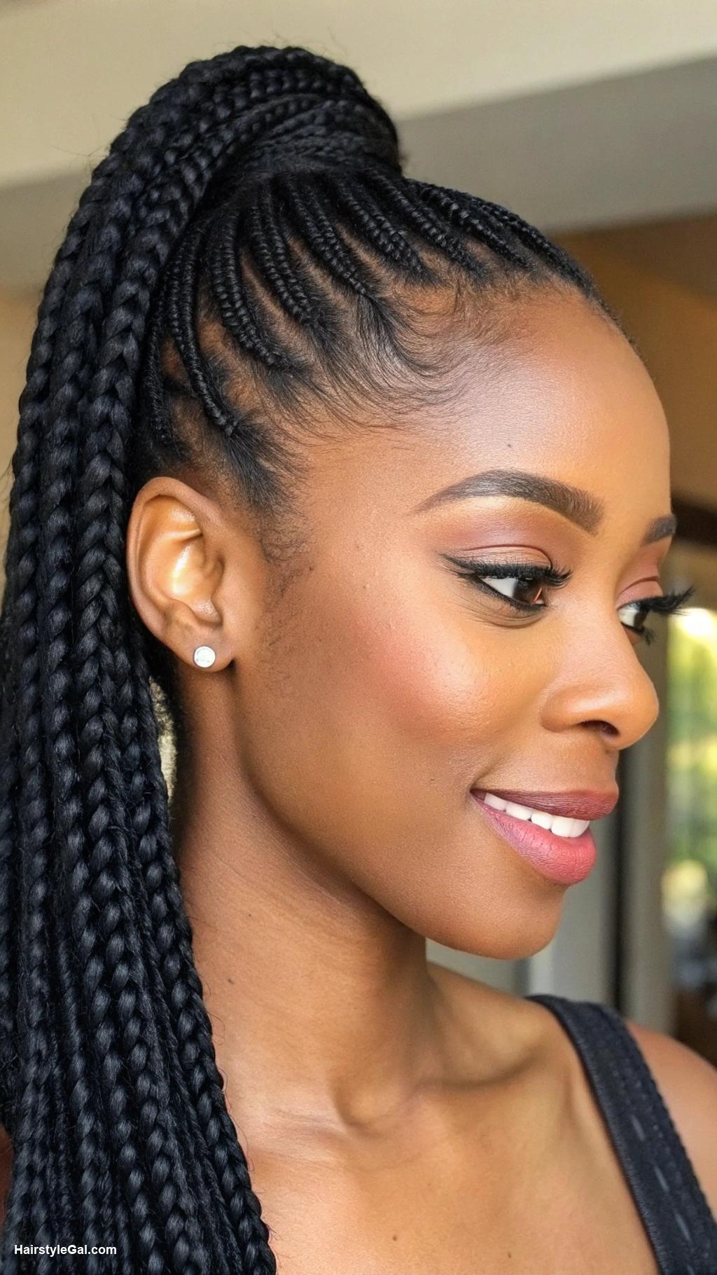 short crochet braids hairstyles Straight black crochet braid ponytail