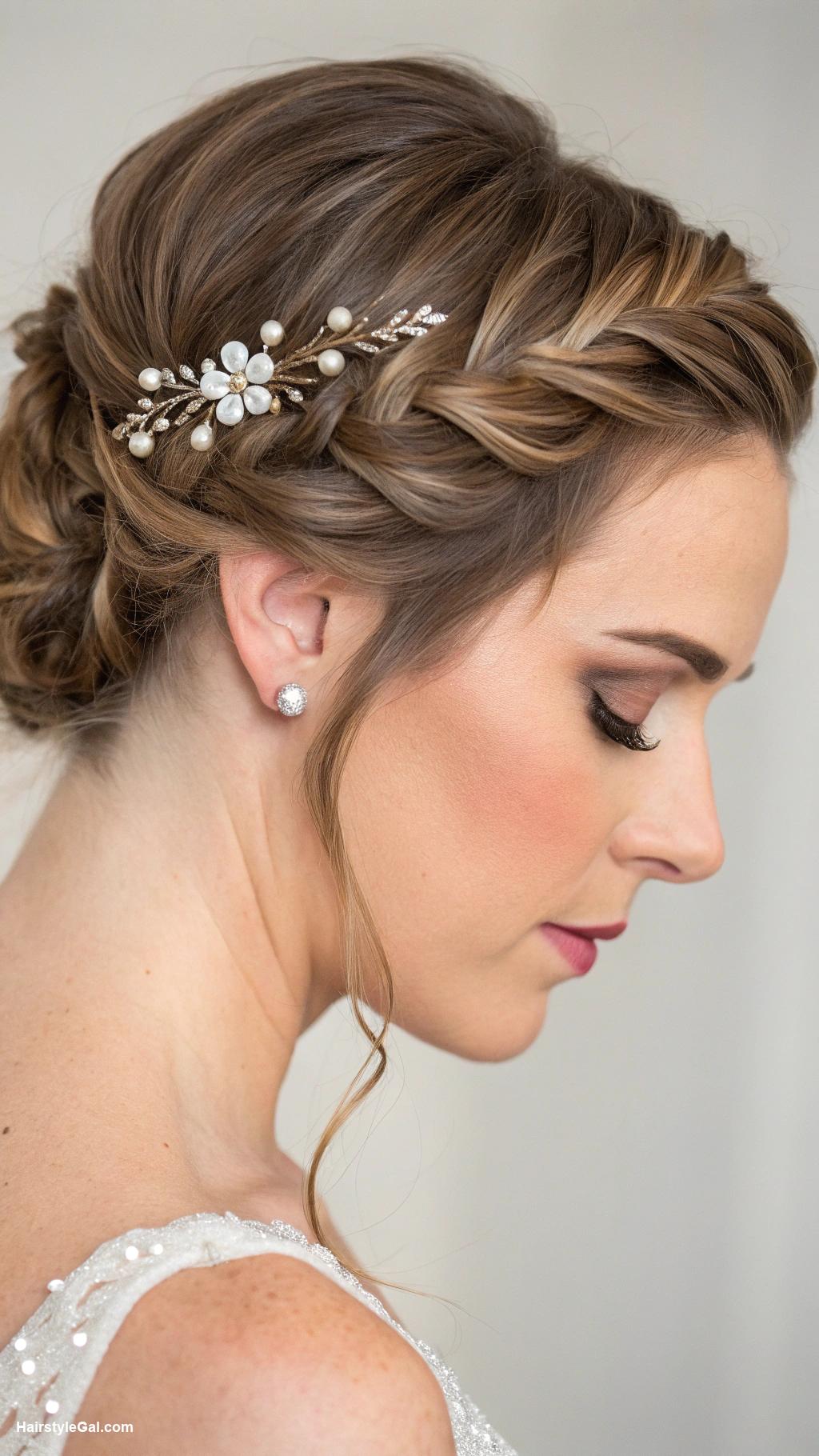 short wedding hair Elegant Updo with Braid