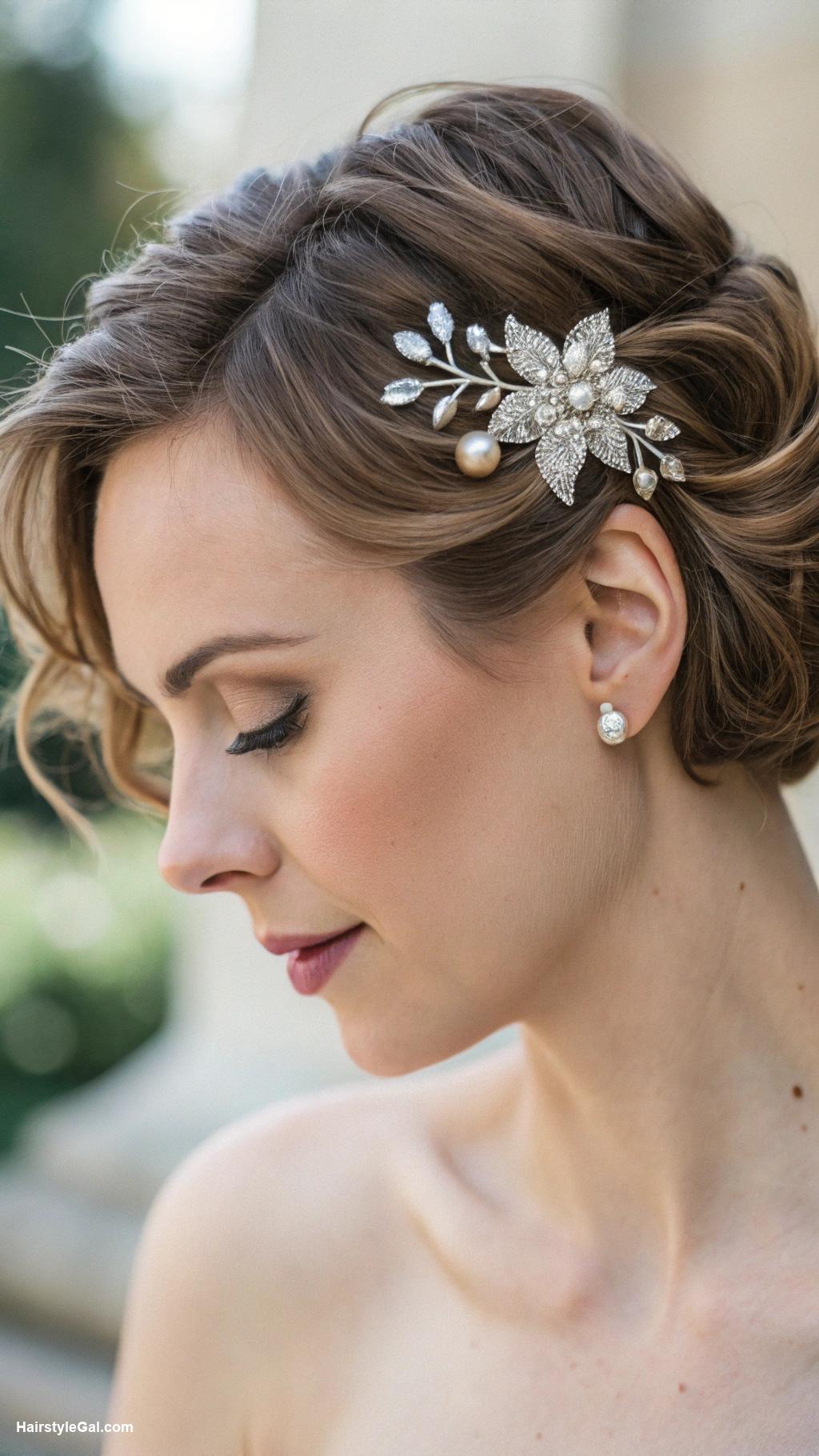 short wedding hair Simple Hair Pins Accent
