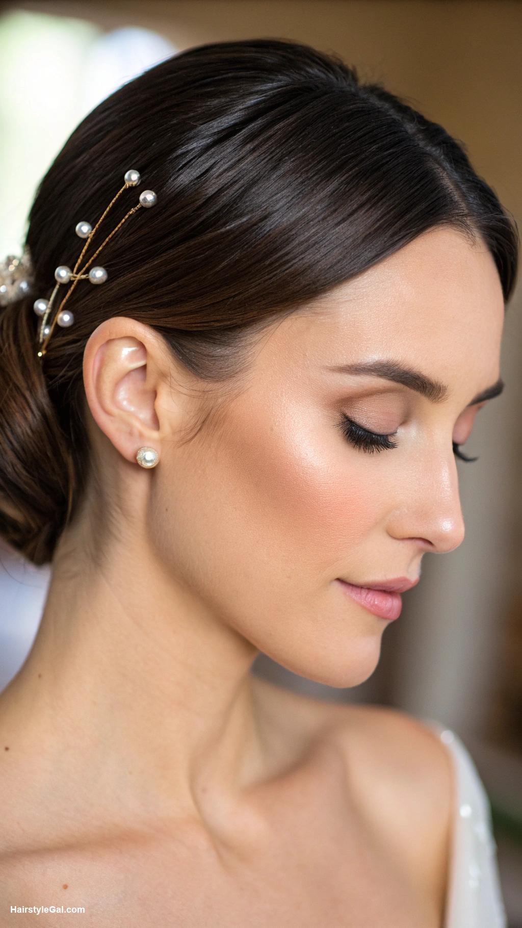 short wedding hair Smooth Straight Hair with Shine