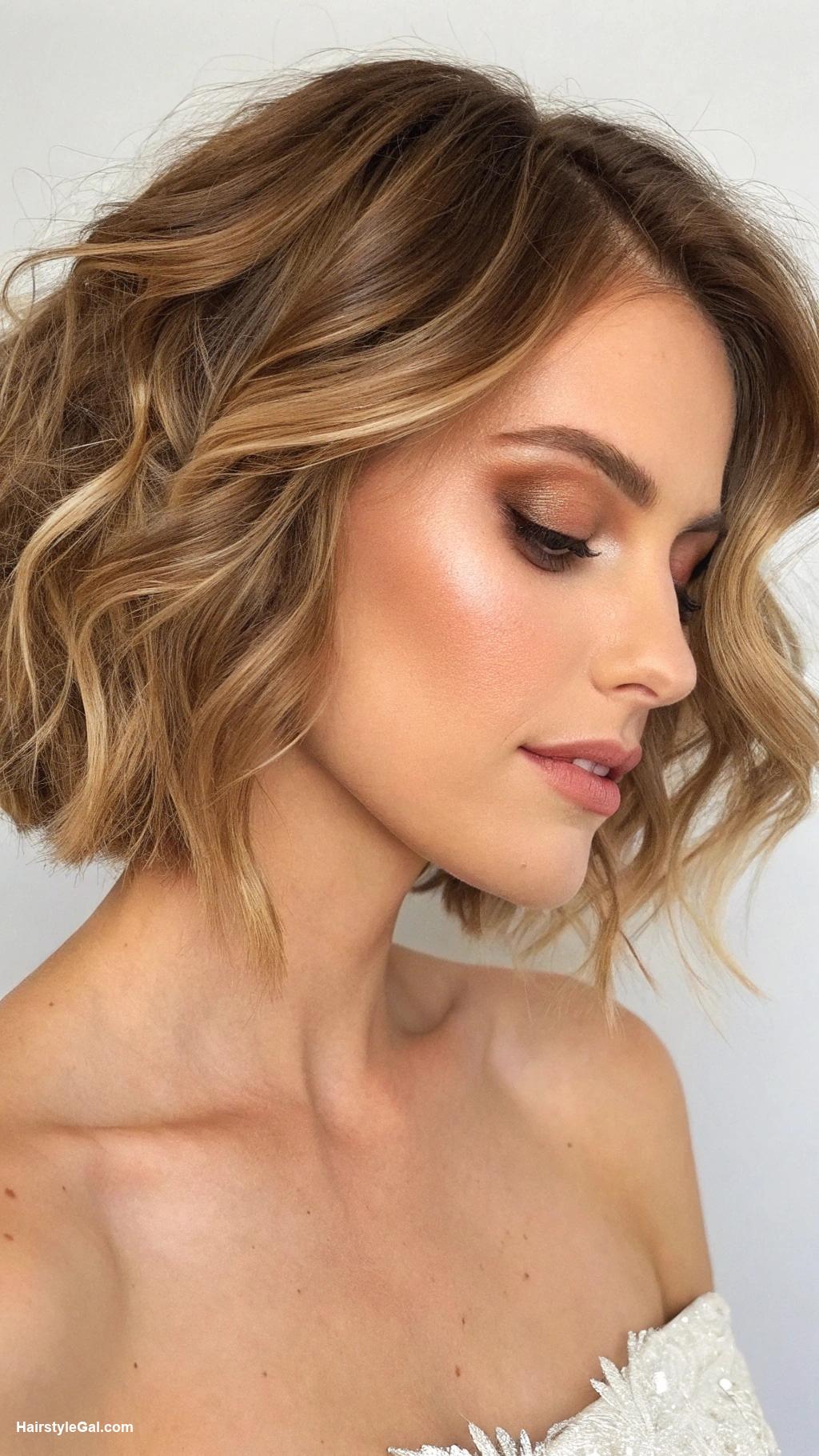 short wedding hair Textured Bob with Waves