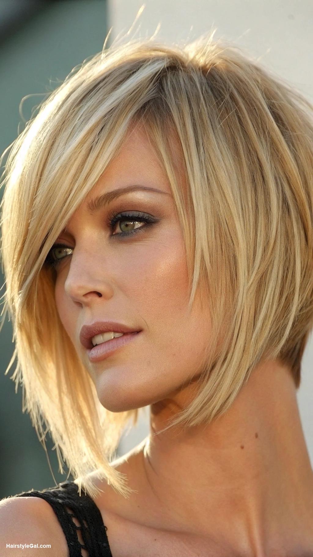 thin hair bob Asymmetrical blonde bob for volume