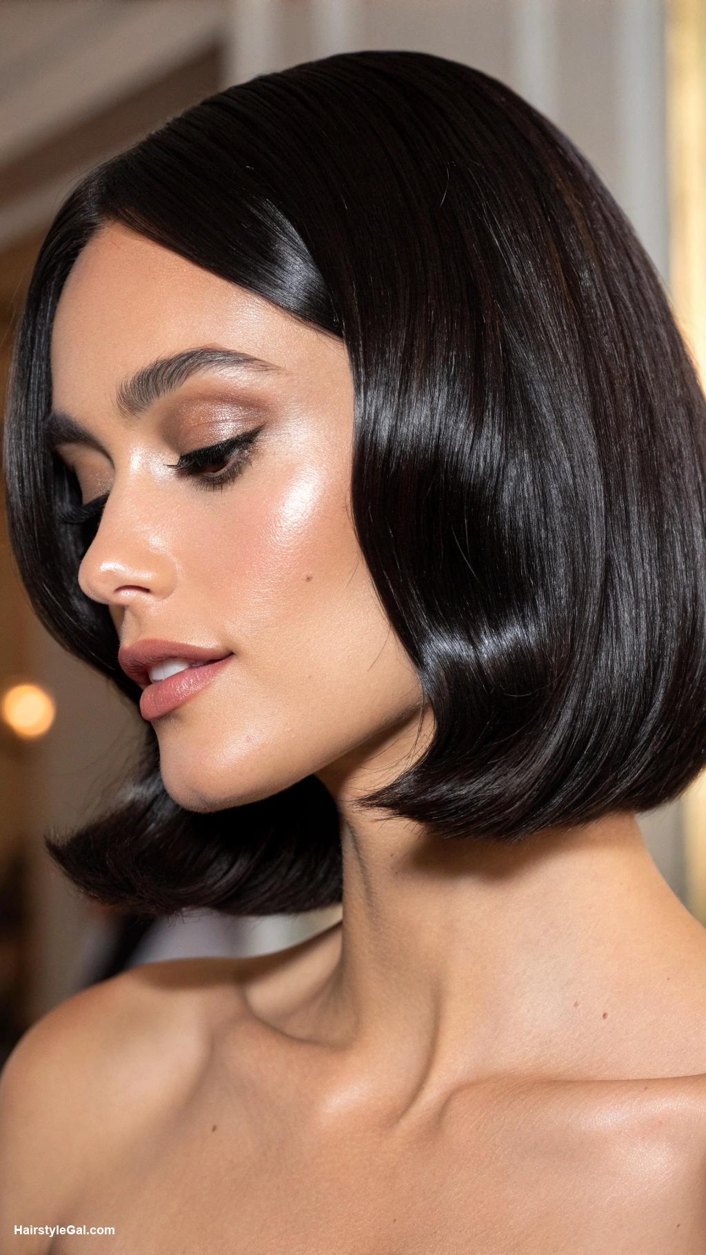 thin hair bob Faux bob with sleek black hair