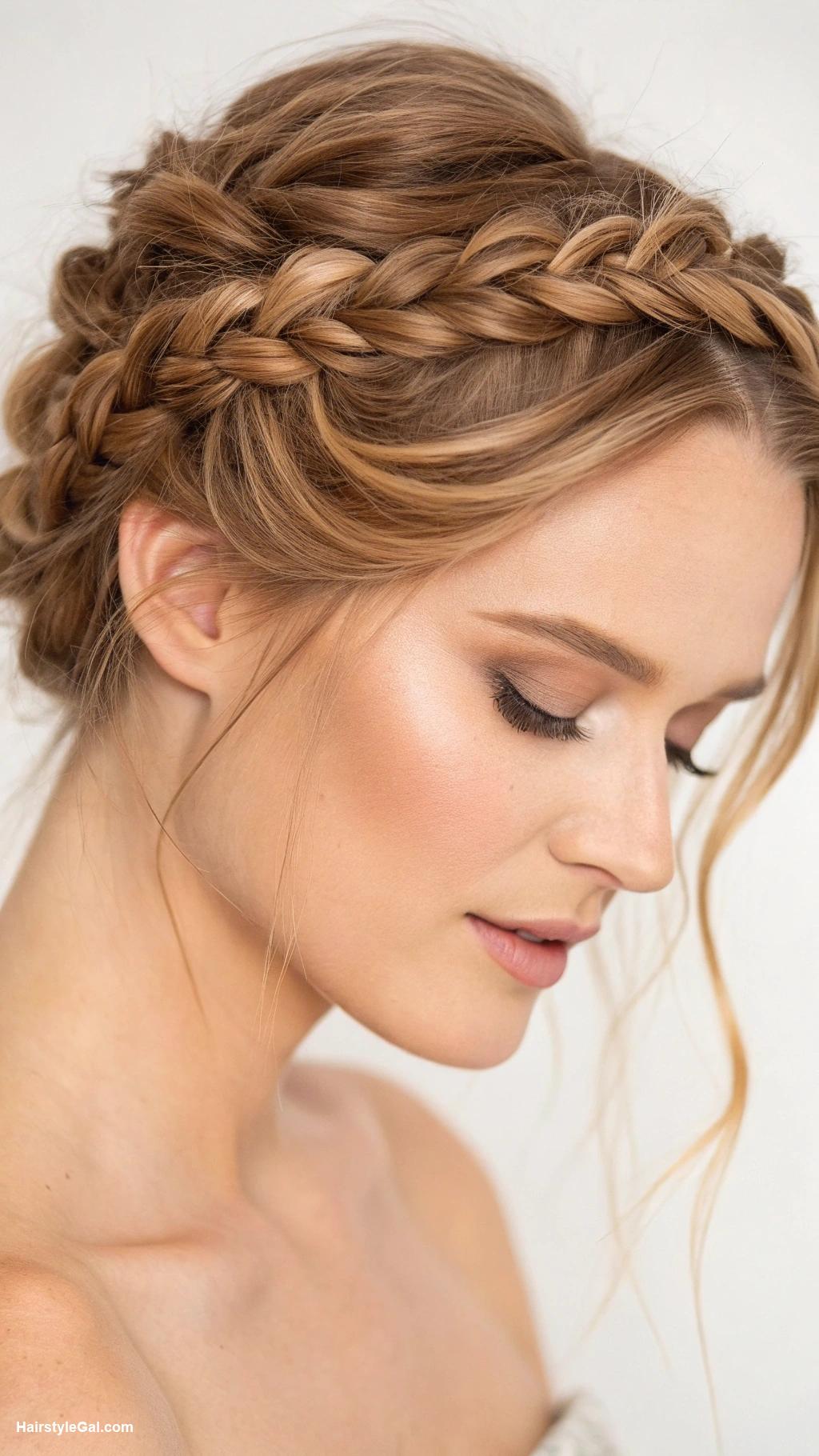 thin hair updo Braided Crown Updo