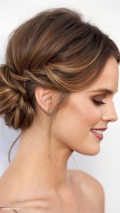 thin hair updo Simple Twisted Low Bun