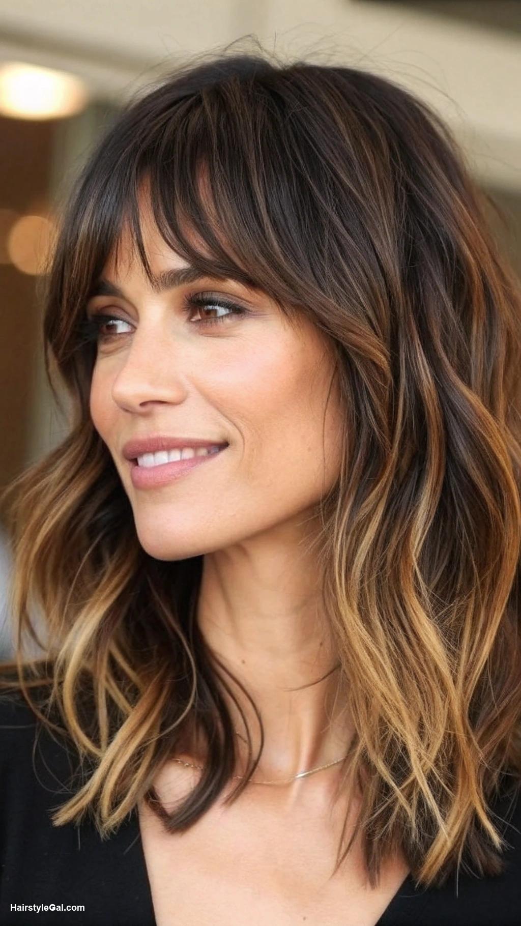 wolf haircut medium Caramel Highlighted Wolf Cut