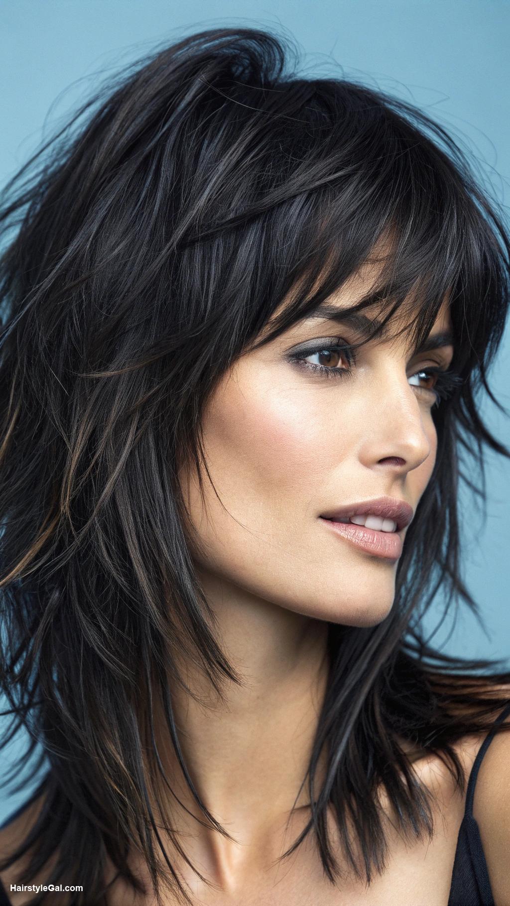 wolf haircut medium Feathery Black Wolf Cut with Layers