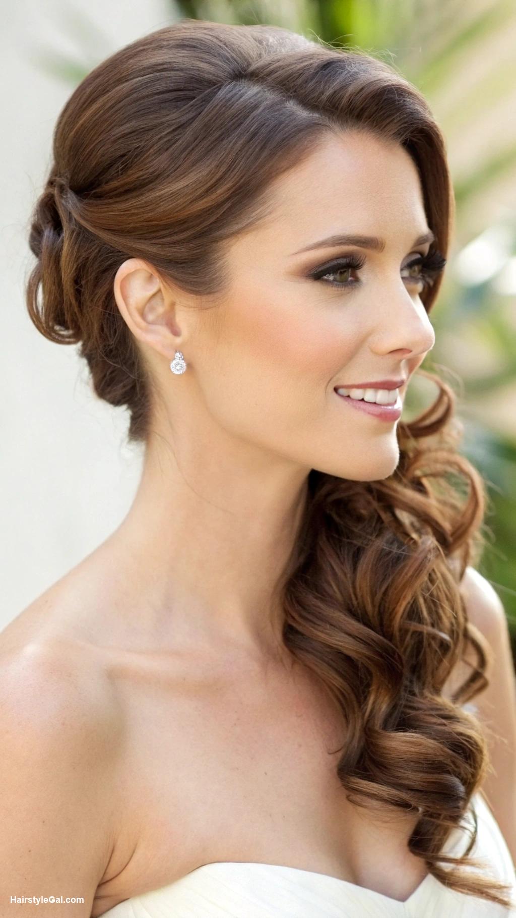 brown ponytail Chic side ponytail with curls