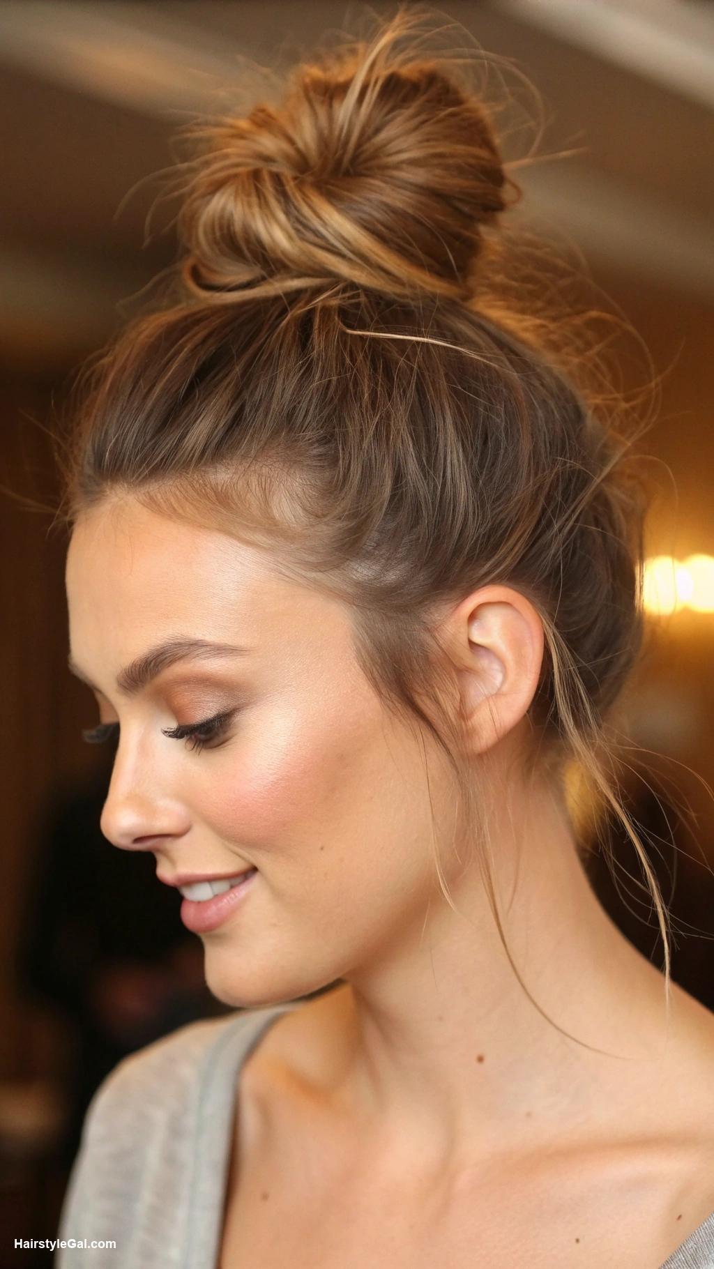 elegant hairstyles Messy Top Knot