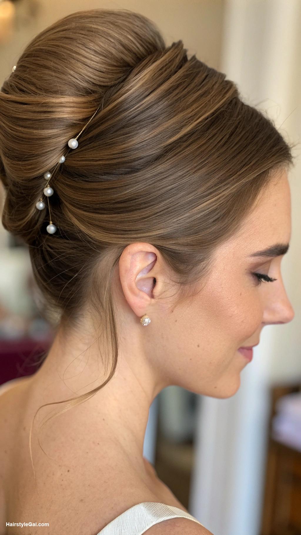 french twist Classic French twist for medium hair