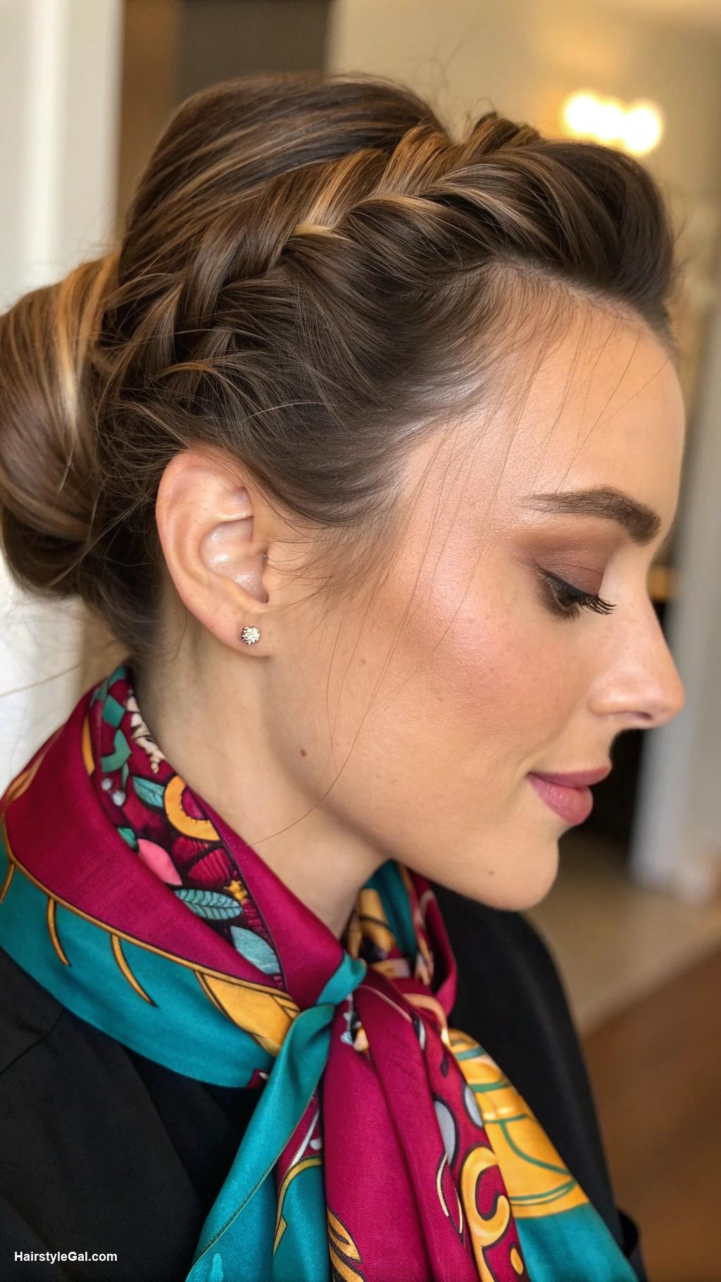 french twist French twist with a colorful scarf