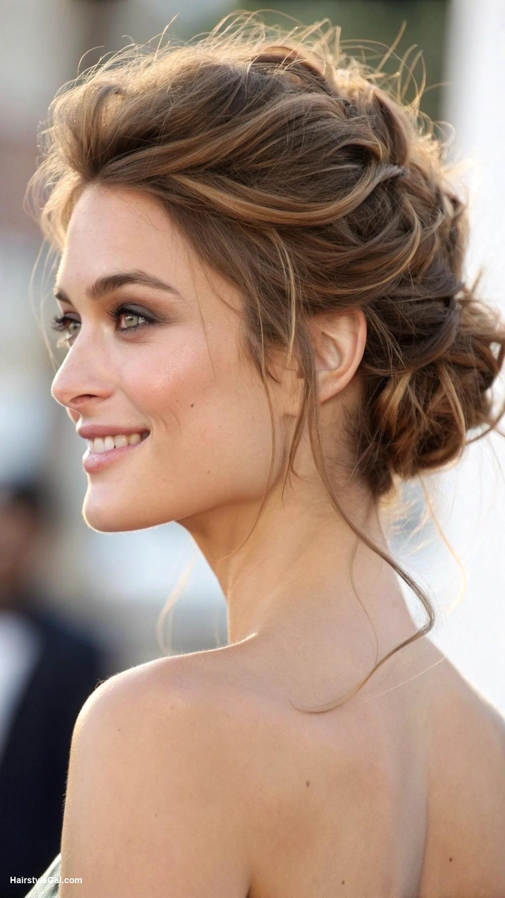 french twist Textured French twist with loose strands