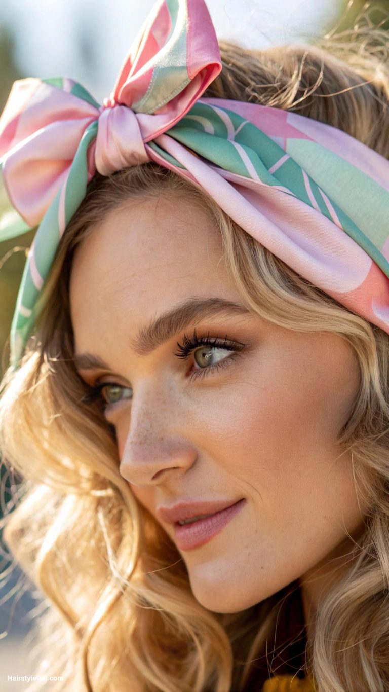hair scarf ideas Blonde hair bow with scarf