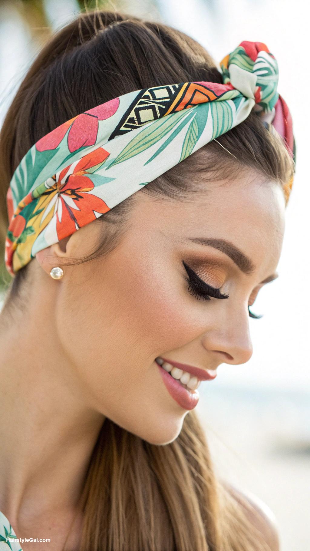 hair scarf ideas Headband twist with colorful scarf